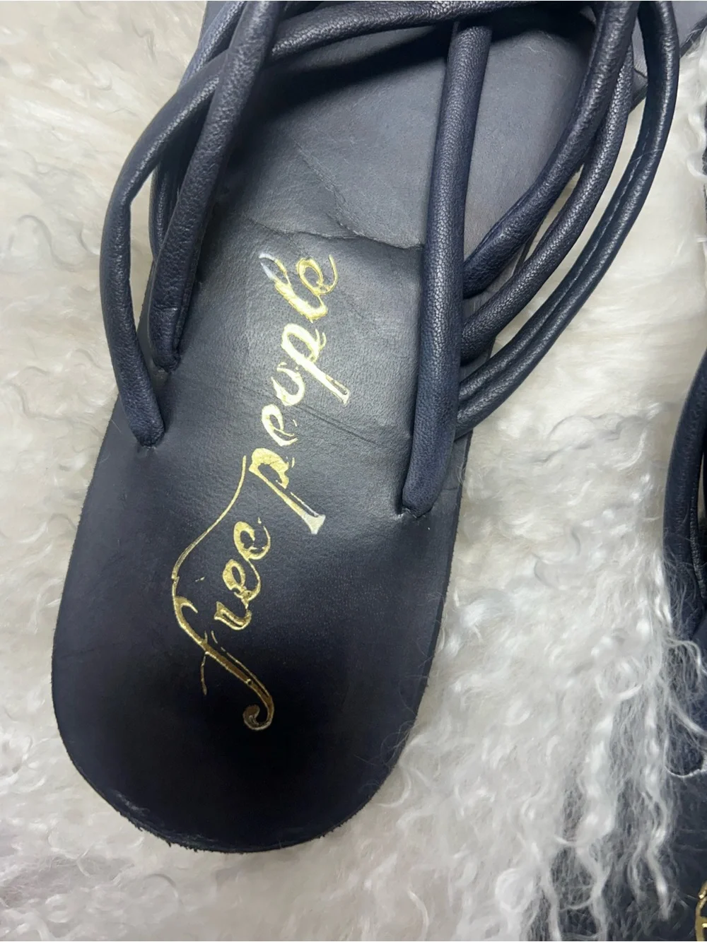Free People black sandal size 38/ US 8; strappy and has leather sole